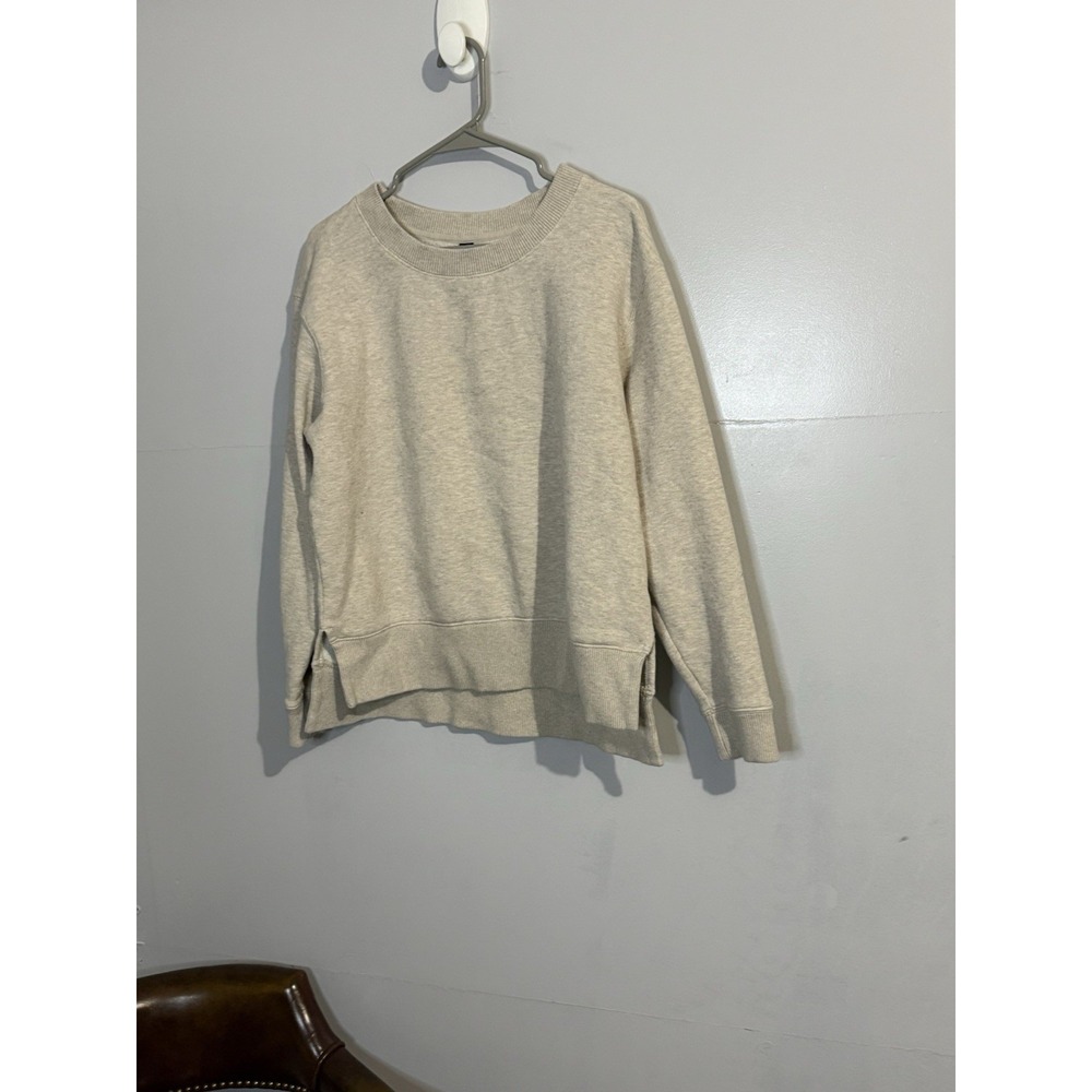 Kirkland Women's Soft Cozy Side Slits‎ Crew Necks Pullovers Beige Sz XL